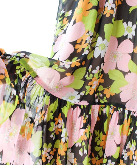 【tiny yearn】1970's Vintage Floral Sheer Maxi Dress