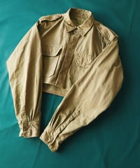 【Seek an nur】Greece Military Cropped Shirt/Khaki
