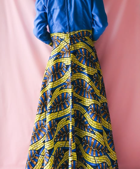 【tiny yearn】African Batik Flare Maxi Dress