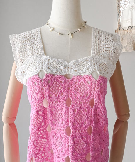 【Seek an nur】Vintage cotton crochet cami