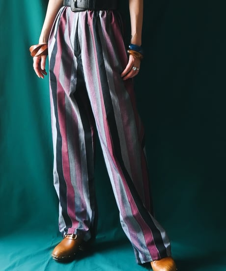 【Seek an nur】USA Multi Stripe Puff Jumpsuit