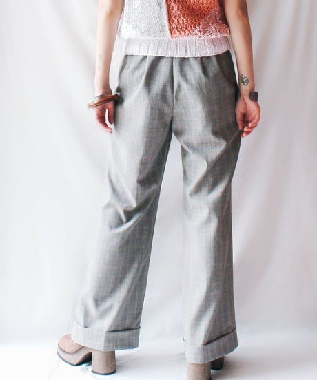 【Seek an nur】USA Glen Check Flare Slacks Pants
