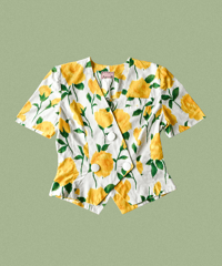【curoam】French floral art blouse