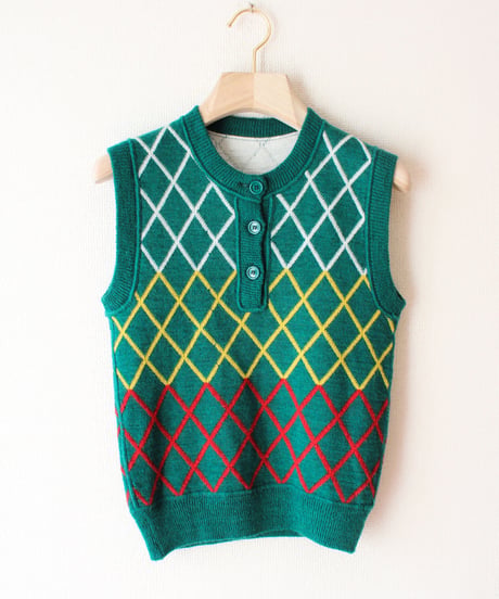 【tiny yearn】Vintage Euro Retro Check Knit Vest