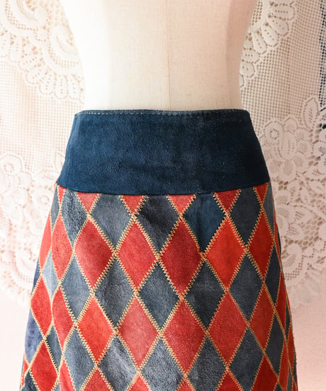 【tiny yearn】1970's Vintage Patchwork Suede Skirt