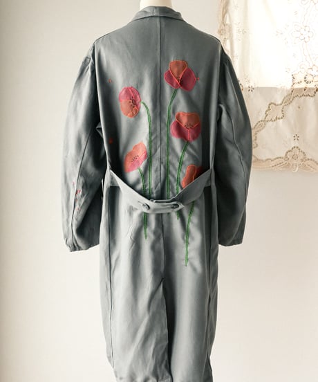 【tiny yearn】⁡60's French Embroidered Painted Work Coat