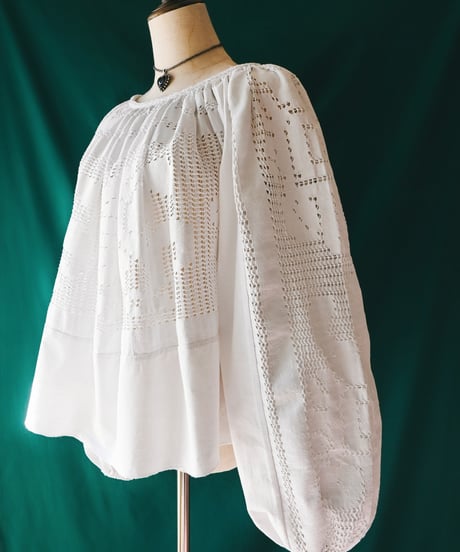 【Seek an nur】Romanian Vintage Crochet Folk Blouse