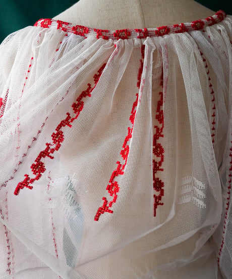 【Seek an nur】Romanian Vintage Embroidered Tulle Blouse