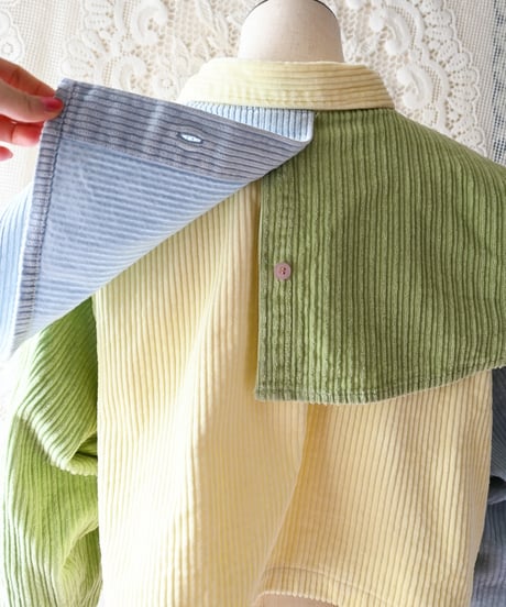 【tiny yearn】Multi Color Corduroy Cropped Shirt/Remake