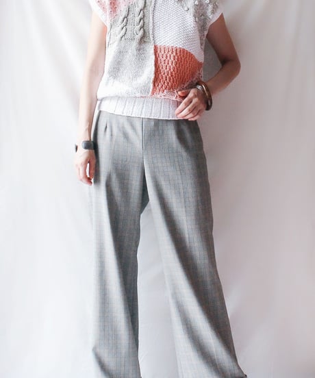【Seek an nur】USA Glen Check Flare Slacks Pants