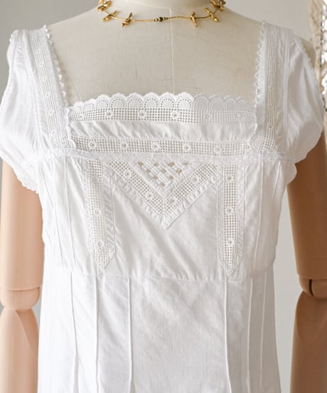 【Seek an nur】1900-20's antique cotton night dress
