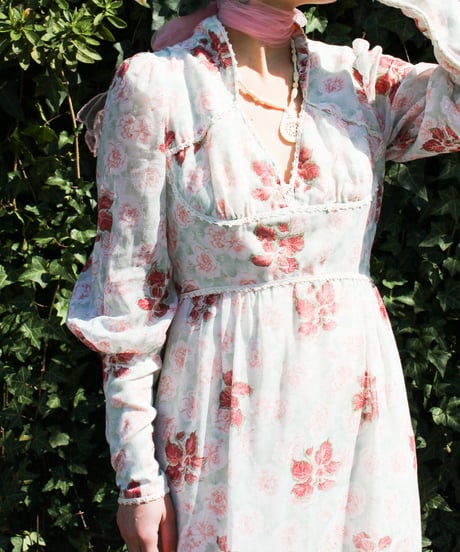 【Seek an nur】1970's Flower Sheer Maxi Dress
