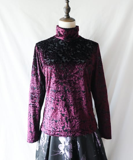 【Seek an nur】Floral Velours×Sheer Tops
