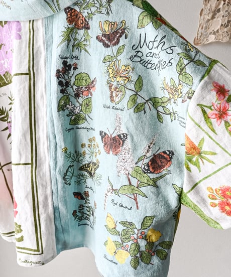 【curoam】Vintage tea towel patchwork shirt