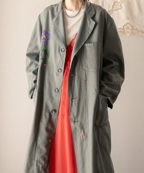【tiny yearn】⁡60's French Embroidered Painted Work Coat