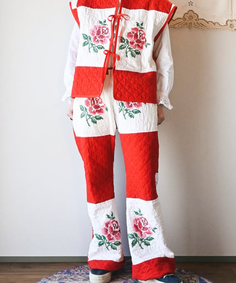 【tiny yearn】Vintage patchwork quilted vest