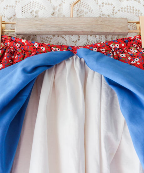 【tiny yearn】1970's Vintage Floral Layered Flare Skirt