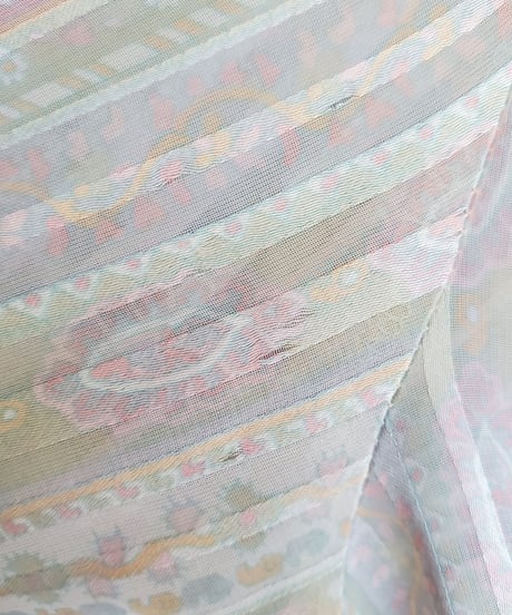 【tiny yearn】Frill Design Mulch Stripe Sheer Blouse