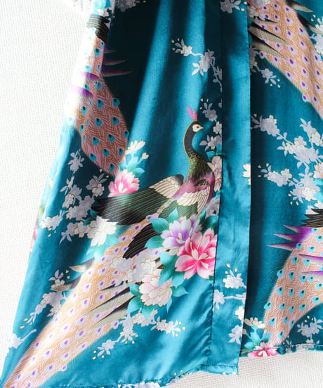 【tiny yearn】Vintage Printed Satin Chinese Long Gown