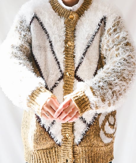 【Seek an nur】Shaggy Design Knit Cardigan