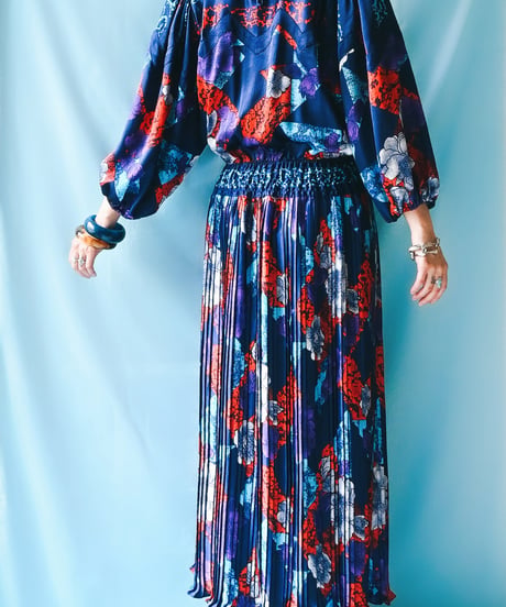 【tiny yearn】Diane Freis Pleated Maxi Dress