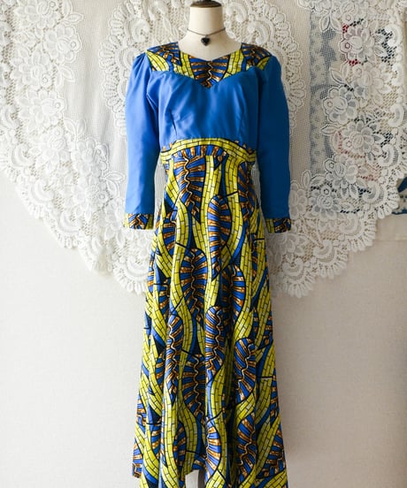 【tiny yearn】African Batik Flare Maxi Dress