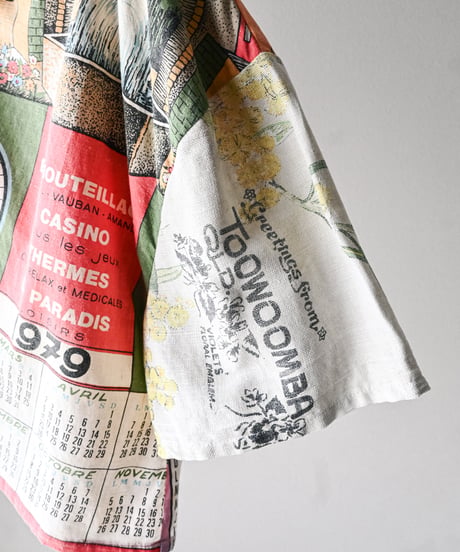 【curoam】Vintage tea towel patchwork shirt