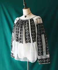 【Seek an nur】Romanian Vintage Beaded Tulle Blouse
