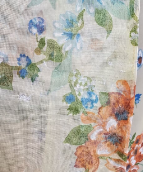 【tiny yearn】1970's Floral Sheer Maxi Dress Gown