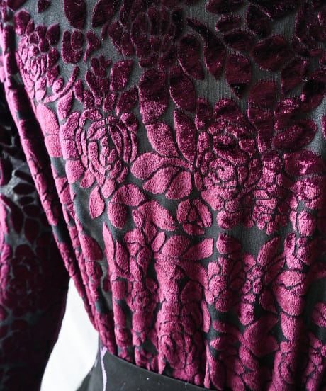 【Seek an nur】Floral Velours×Sheer Tops
