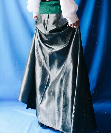 【tiny yeran】Metallic Gray Flare Long Skirt