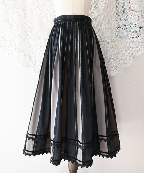 【Seek an nur】Euro Stripe Flare Skirt