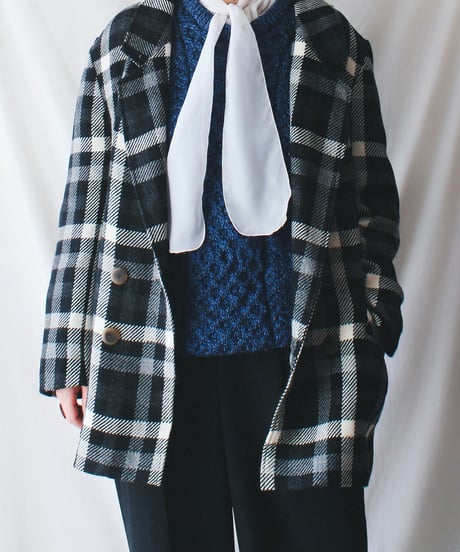 【Seek an nur】Euro Check Wool Tailored Over Jacket