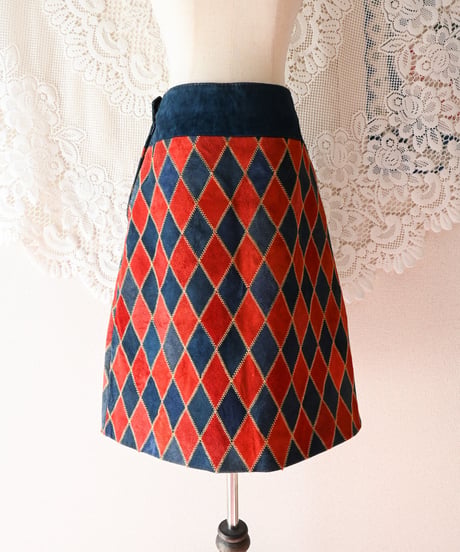 【tiny yearn】1970's Vintage Patchwork Suede Skirt