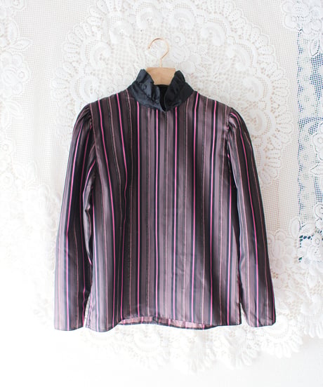【Seek an nur】Euro Metallic Multi Stripe Blouse