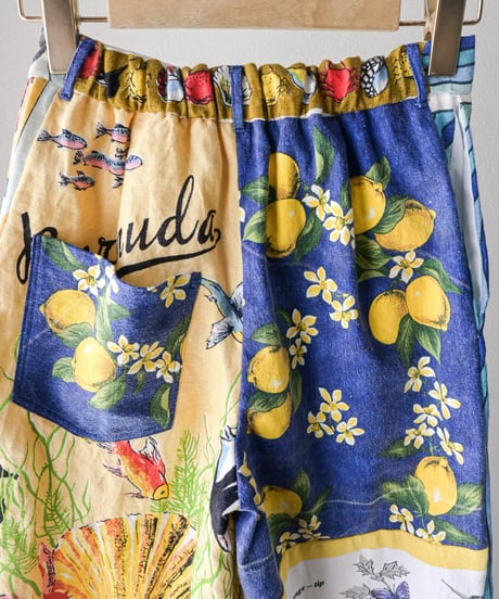 【curoam】Vintage tea towel patchwork pants