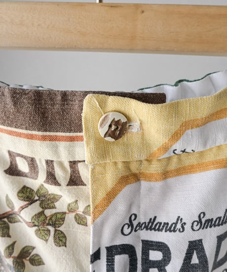 【curoam】Vintage tea towel patchwork pants