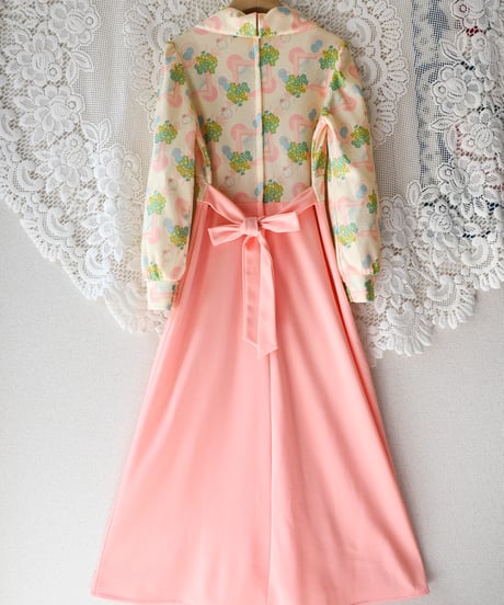 【tiny yearn】1970's Floral Geometric Maxi Dress