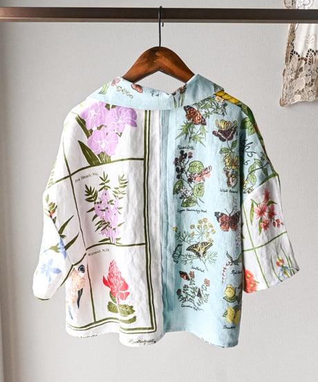 【curoam】Vintage tea towel patchwork shirt