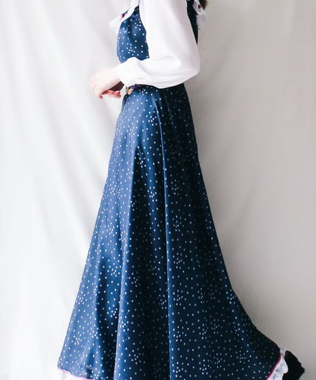 【Seek an nur】Euro Dot Lace Sheer Maxi Dress