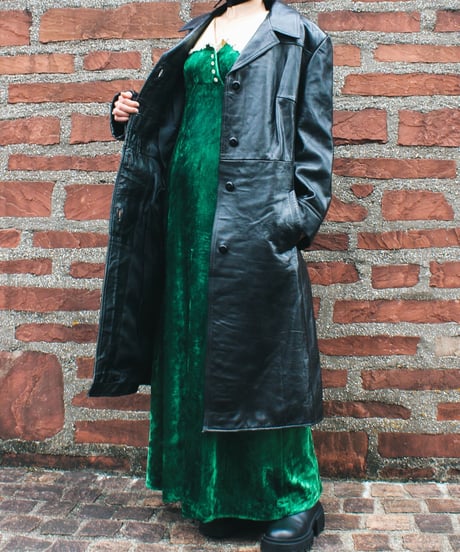【Seek an nur】1970's Big Collar Velvet Maxi Dress