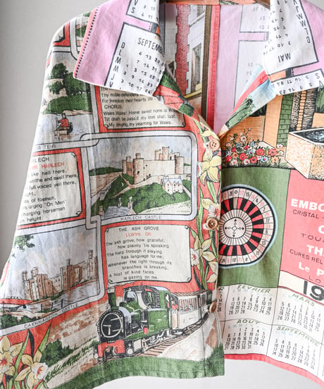 【curoam】Vintage tea towel patchwork shirt