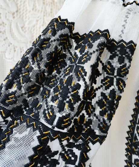 【Seek an nur】Romanian Vintage Beaded Tulle Blouse