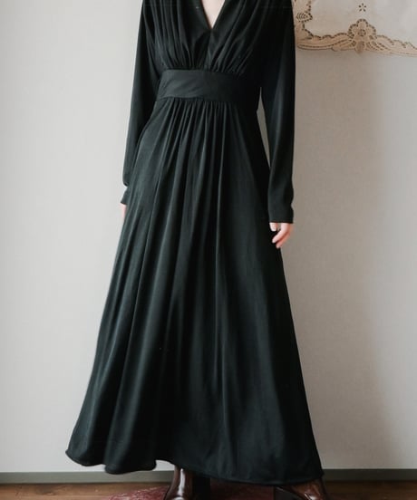【Seek an nur】German black gather maxi dress