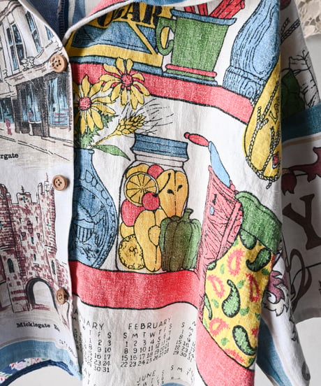 【curoam】Vintage tea towel patchwork shirt