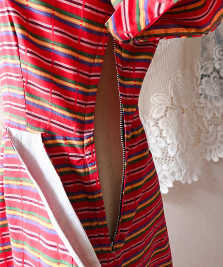 【tiny yearn】1950~60's Multi Border Flare Dress