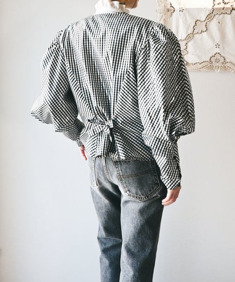 【Seek an nur】Euro Balloon Check Blouse
