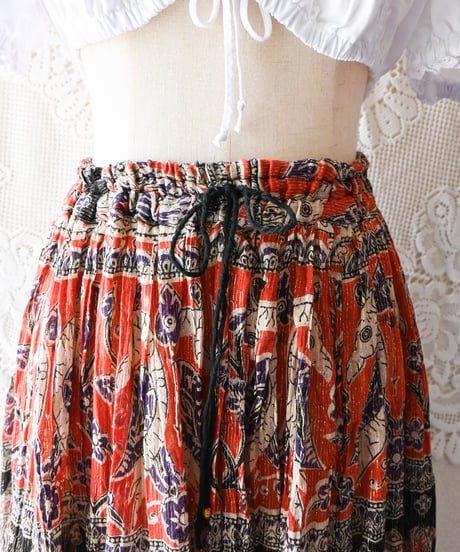 【Seek an nur】Dead Stock Indian Cotton Metallic Skirt