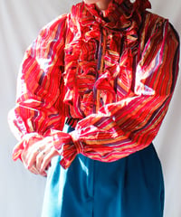 【tiny yearn】Italy Mulch Stripe Frill Design Blouse