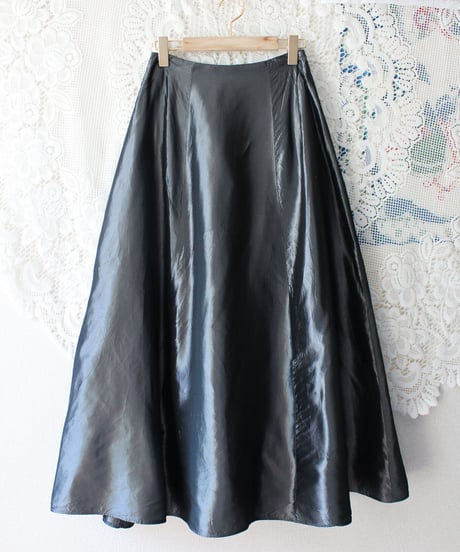 【tiny yeran】Metallic Gray Flare Long Skirt